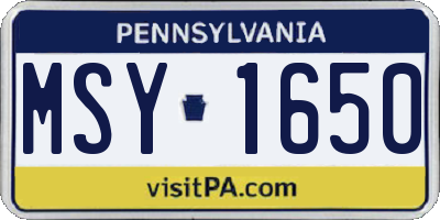 PA license plate MSY1650