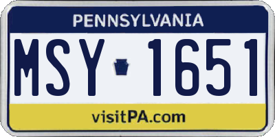 PA license plate MSY1651