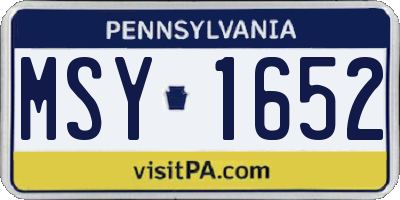 PA license plate MSY1652