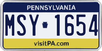 PA license plate MSY1654