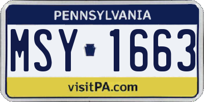 PA license plate MSY1663