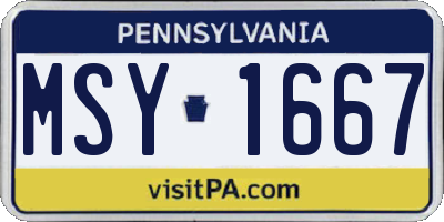PA license plate MSY1667