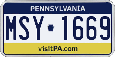 PA license plate MSY1669