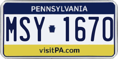 PA license plate MSY1670