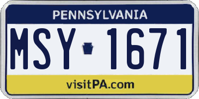 PA license plate MSY1671
