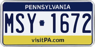 PA license plate MSY1672