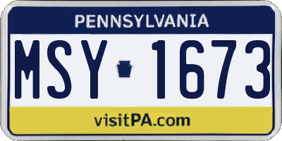 PA license plate MSY1673