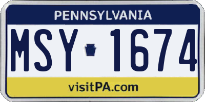 PA license plate MSY1674