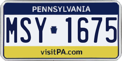 PA license plate MSY1675