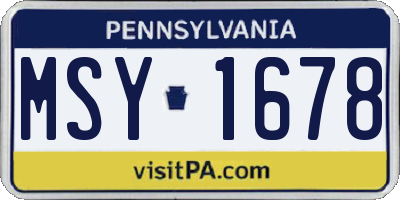 PA license plate MSY1678