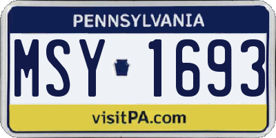 PA license plate MSY1693
