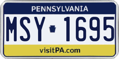 PA license plate MSY1695