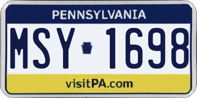 PA license plate MSY1698