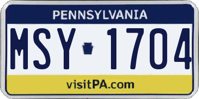 PA license plate MSY1704