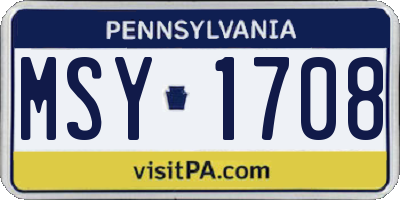 PA license plate MSY1708