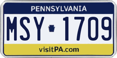 PA license plate MSY1709