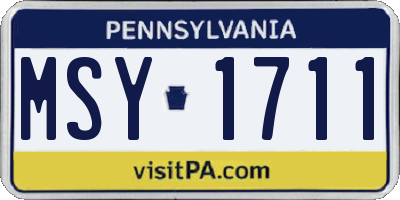 PA license plate MSY1711