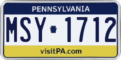 PA license plate MSY1712