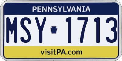PA license plate MSY1713