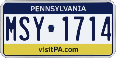 PA license plate MSY1714