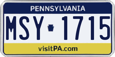 PA license plate MSY1715