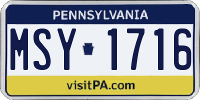 PA license plate MSY1716