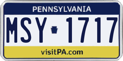 PA license plate MSY1717