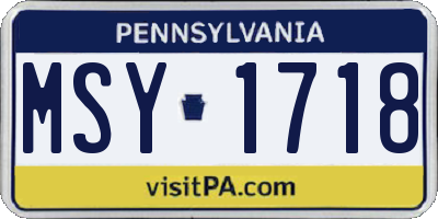PA license plate MSY1718