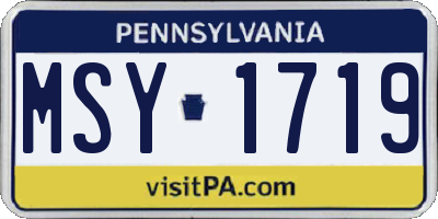 PA license plate MSY1719