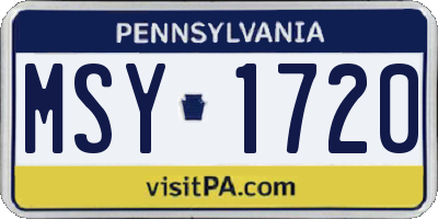 PA license plate MSY1720