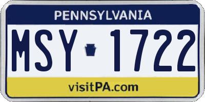 PA license plate MSY1722