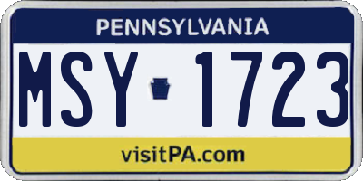 PA license plate MSY1723
