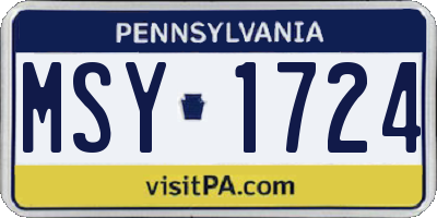 PA license plate MSY1724