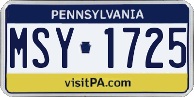 PA license plate MSY1725