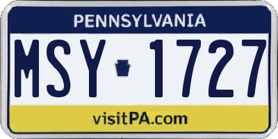 PA license plate MSY1727