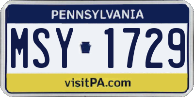 PA license plate MSY1729