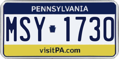 PA license plate MSY1730