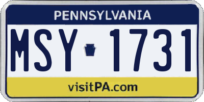 PA license plate MSY1731