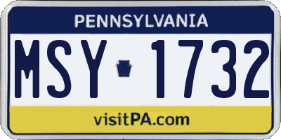 PA license plate MSY1732