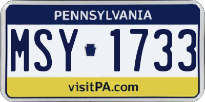 PA license plate MSY1733