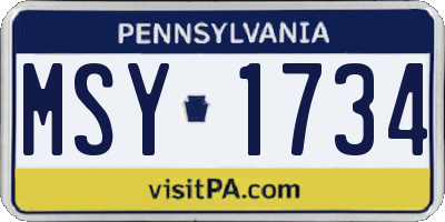 PA license plate MSY1734