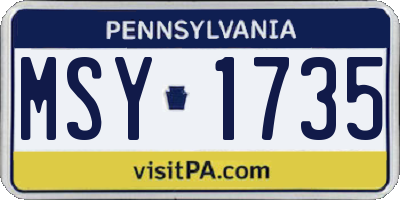 PA license plate MSY1735