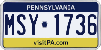 PA license plate MSY1736