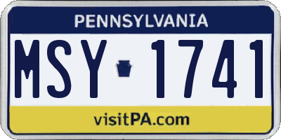 PA license plate MSY1741