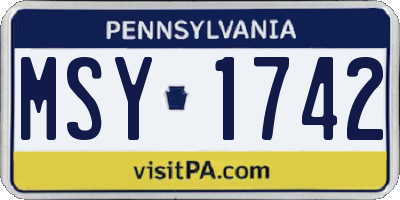 PA license plate MSY1742