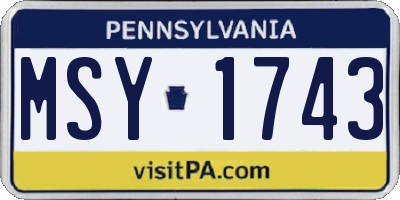 PA license plate MSY1743