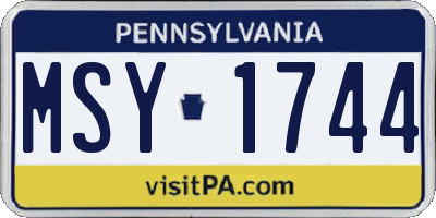 PA license plate MSY1744