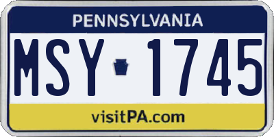 PA license plate MSY1745