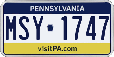 PA license plate MSY1747