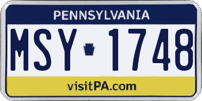 PA license plate MSY1748